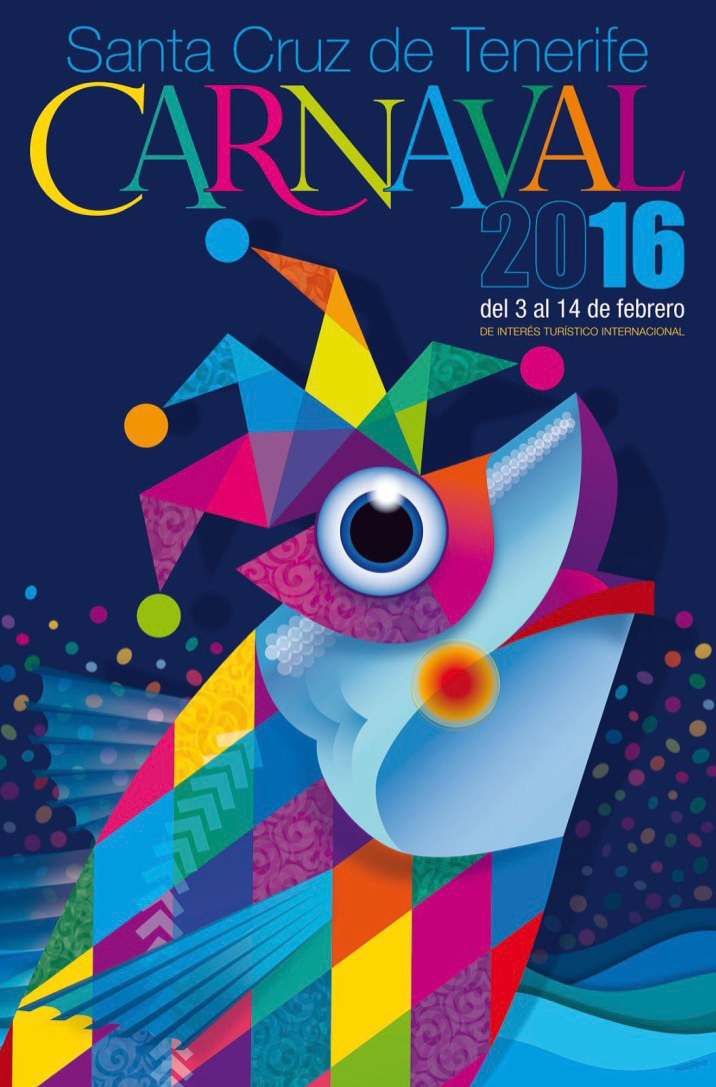 Official Poster Promoting Carnaval for 2016 in Santa Cruz de Tenerife in the Canary Islands, Spain.